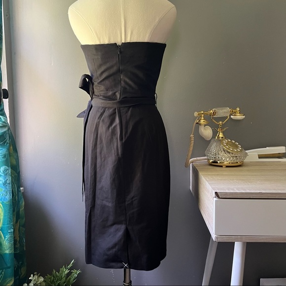 J Crew Tie Waist Black Strapless Dress Size 4 NWT - Picture 2 of 12